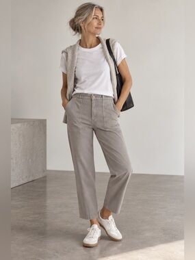 Eve Gravel Utility Cotton Stretch Trouser Pants Sz 1